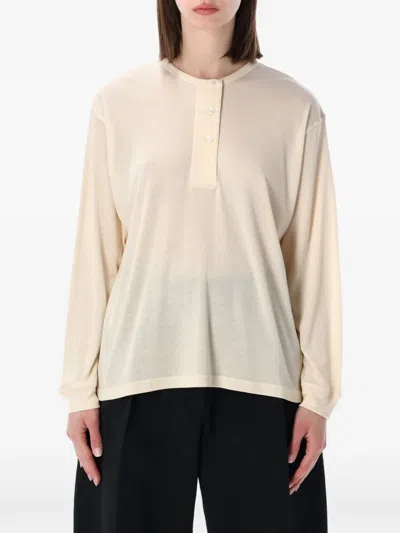 Studio Nicholson Rutas Long Sleeve Crew Neck Top In Neutral