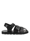 Studio Nicholson Black Calf Leather Micro Rubber Sandals In Multi