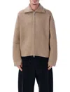 Studio Nicholson Sandos Extrafine Merino Wool Zip Cardigan In Brown