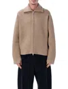 Studio Nicholson Sandos Extrafine Merino Wool Zip Cardigan In Brown