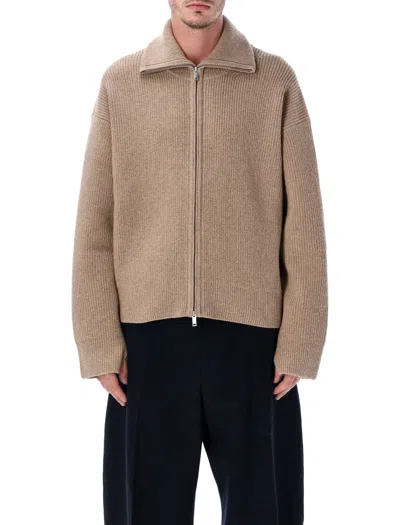 STUDIO NICHOLSON STUDIO NICHOLSON SANDOS EXTRAFINE MERINO WOOL ZIP CARDIGAN