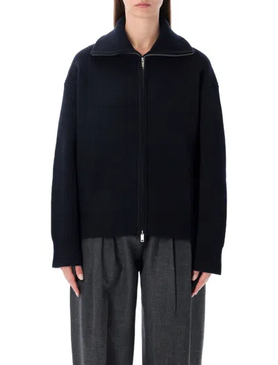 STUDIO NICHOLSON STUDIO NICHOLSON SANDOS NAVY MERINO WOOL ZIPPED CARDIGAN