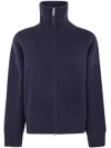 Studio Nicholson "sandos" Rib Zip Though Jumper In Blue