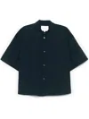 Studio Nicholson Relaxed Fit Navy Blue Short Sleeve Shirt In Blue