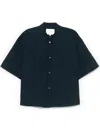 Studio Nicholson Relaxed Fit Navy Blue Short Sleeve Shirt In Blue