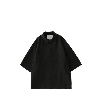 Studio Nicholson Sanko Short Sleeve Tonal Shirt In Black
