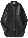 Studio Nicholson Black Santos Leather Shirt In Black