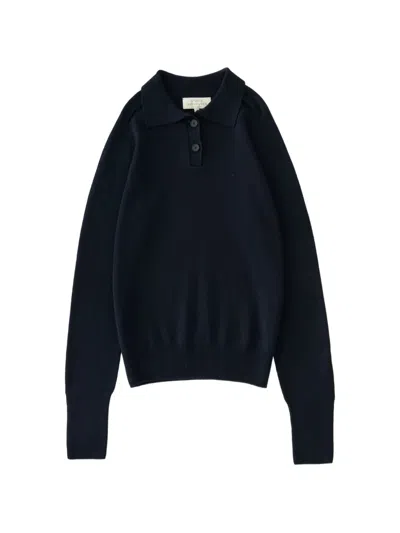 Studio Nicholson Sark Long-sleeves Polo Shirt In Blue