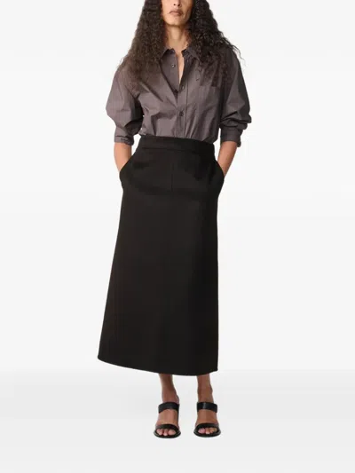 Studio Nicholson Savi A-line Wool Midi Skirt In Black