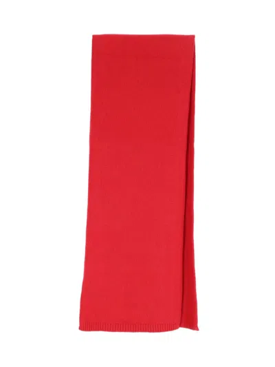 Studio Nicholson Rectangular Knit Scarf Ribbed Edges In Red