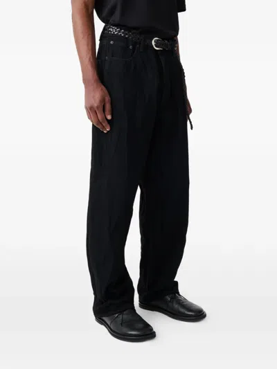 Studio Nicholson Seb Crinkle Five-pocket Jeans In Black