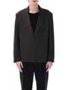 Studio Nicholson Oversized Blazer Notched Lapel Front Pockets In Grey