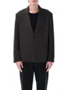 Studio Nicholson Oversized Blazer Notched Lapel Front Pockets In Oil Grey