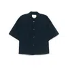 Studio Nicholson Relaxed Fit Navy Blue Short Sleeve Shirt In Blue