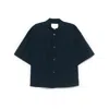 Studio Nicholson Relaxed Fit Navy Blue Short Sleeve Shirt In Blue