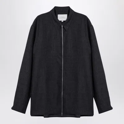 Studio Nicholson Dark Grey Wool Zip Shirt In Black