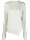 Studio Nicholson Shiso Asymmetric-hem Knitted Jumper In Gray