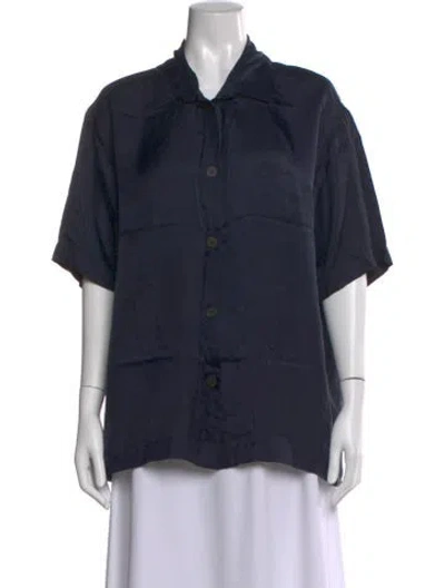 Pre-owned Studio Nicholson Short Sleeve Button-up Top In Blue