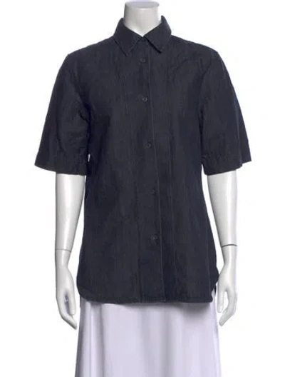 Pre-owned Studio Nicholson Short Sleeve Button-up Top In Blue