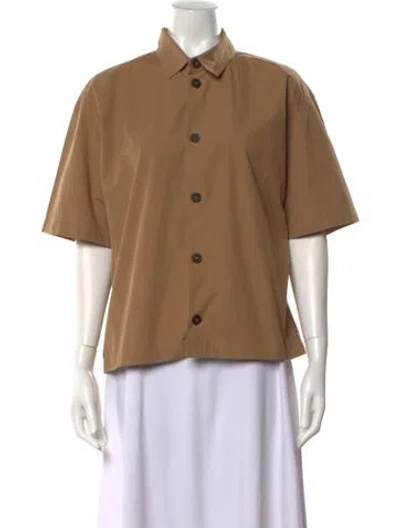 Pre-owned Studio Nicholson Short Sleeve Button-up Top In Brown