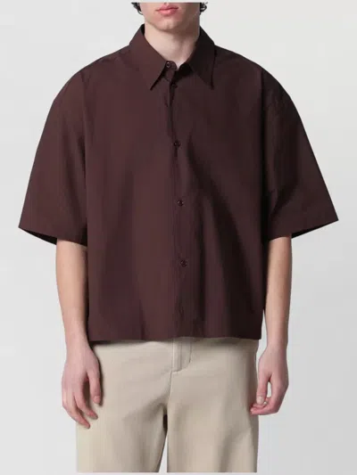 Studio Nicholson Short Sleeve Contemporary Mens Shirt Design In Brown