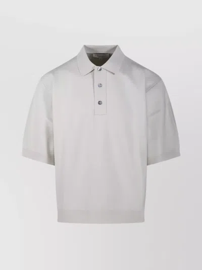 Studio Nicholson Short Sleeve Polo Collar Pullover In Grey