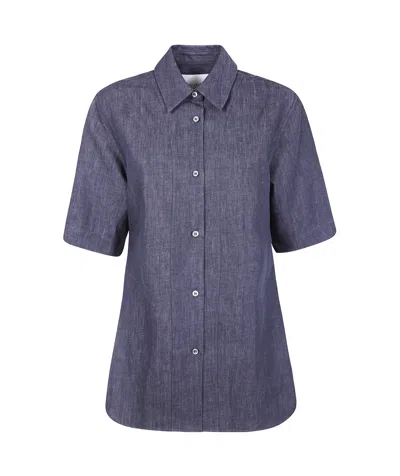 Studio Nicholson Short Sleeve Shirt In Indigo