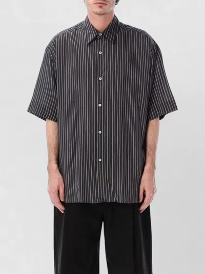 Studio Nicholson Short Sleeve Shirt Striped Pattern Design In Black