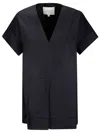 Studio Nicholson Short Sleeve V Neck Top In Black