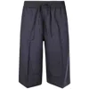 Studio Nicholson Oversized Bermuda Shorts With Elastic Waist In Blue