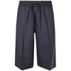 Studio Nicholson Oversized Bermuda Shorts With Elastic Waist In Blue