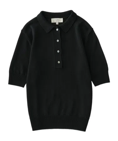 Studio Nicholson Short-sleeve Knit Top In Black