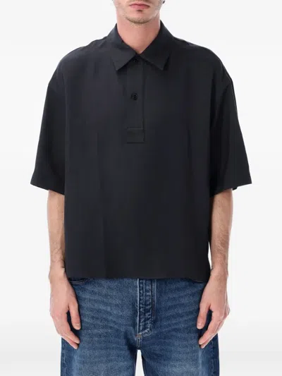 Studio Nicholson Short-sleeve Polo Shirt In Black