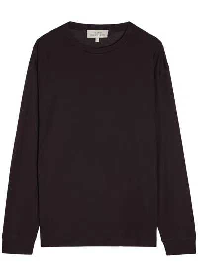 Studio Nicholson Simmons Fine-knit T-shirt In Burgundy