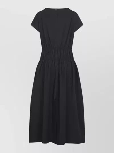 Studio Nicholson Simos Dress Ruched Waist Cap Sleeves In Black