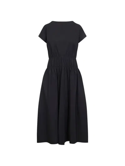 Studio Nicholson Ruched Waist Panel Midi Dress For Women In Black
