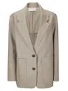 Studio Nicholson Conde Curved Hem Blazer In Neutral