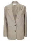 Studio Nicholson Conde Curved Hem Blazer In Neutral