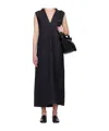 Studio Nicholson Navy Lise Linen Midi Dress In Black