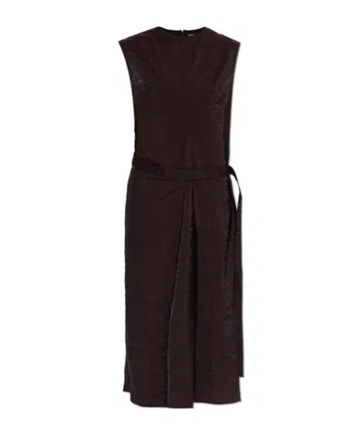 Studio Nicholson Verve Tie Belt Midi Dress In Multi
