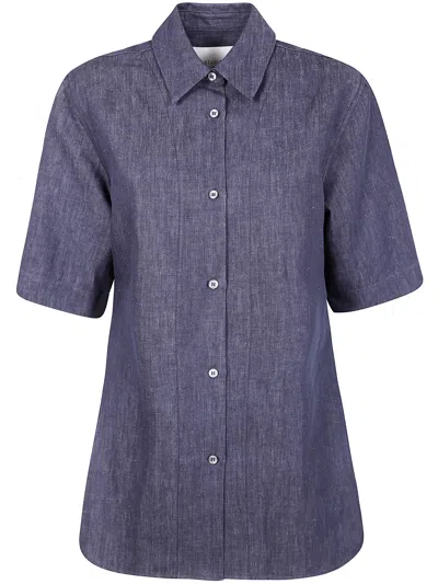 Studio Nicholson Tailored Shirt With Back Yoke And Collared Neck In Blue