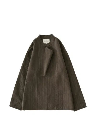 Studio Nicholson Solis Herringbone Shirt In Brown