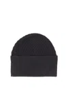 Studio Nicholson Ribbed Texture Folded Cuff Hat In Black