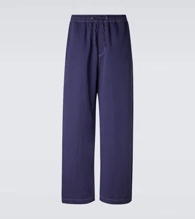 Studio Nicholson Sonny Cotton And Linen Wide-leg Pants In Blue