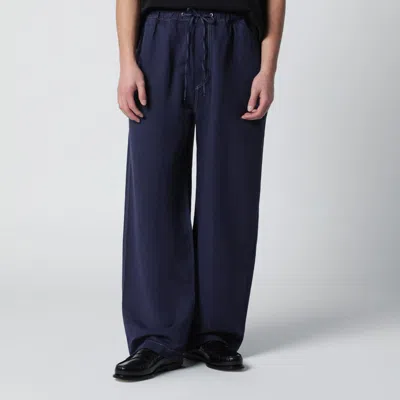 Studio Nicholson Sonny Trousers Indigo Blue In Cotton And Linen
