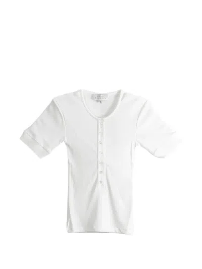 Studio Nicholson Sorin Ribbed-knit Henley T-shirt In Yellow