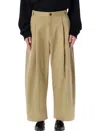Studio Nicholson Pleated Chino Trousers Featuring Belt Loops In Brown