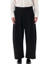 Studio Nicholson Wide-leg Peached Cotton Sorte Trousers In Black
