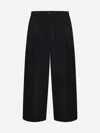 Studio Nicholson Sorte Pleated Cotton-twill Wide-leg Trousers In Black