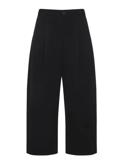 Studio Nicholson Sorte Peached Cotton Pleat Volume Pant In Black